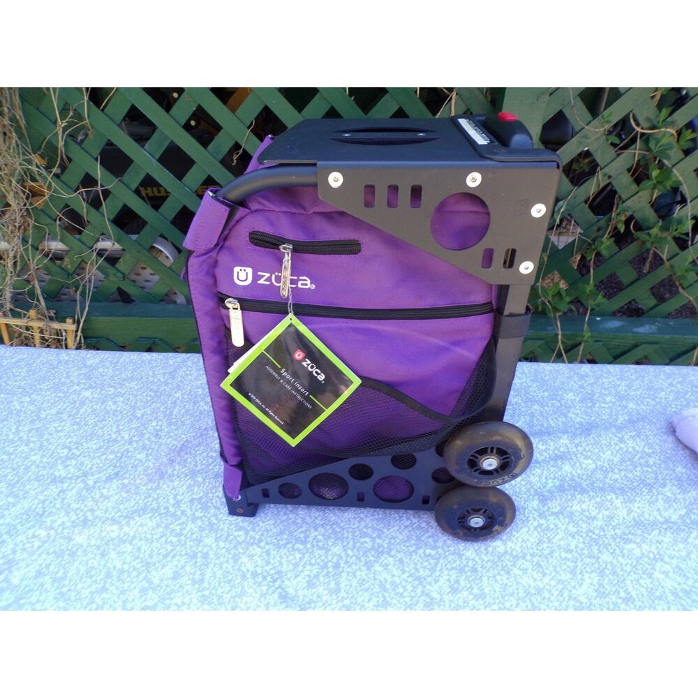 ZÜCA Sport Rolling Bag Purple Mobile Locker Built-in Seat Flashing LED Wheels - Picture 8 of 16